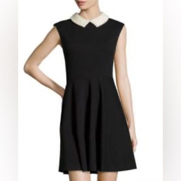 Betsy Johnson Navy Pearl Collared Fit & Flare Dress - Picture 6 of 14